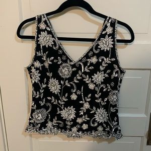 Jkara New York Beaded V Neck Dress / Formal Sleeveless Tank Top Sz S